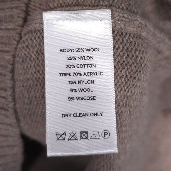 LEO & SAGE Women’s MEDIUM Sweater WOOL Blend Knit Brown Knit Bell Sleeve Turtle - Picture 7 of 7